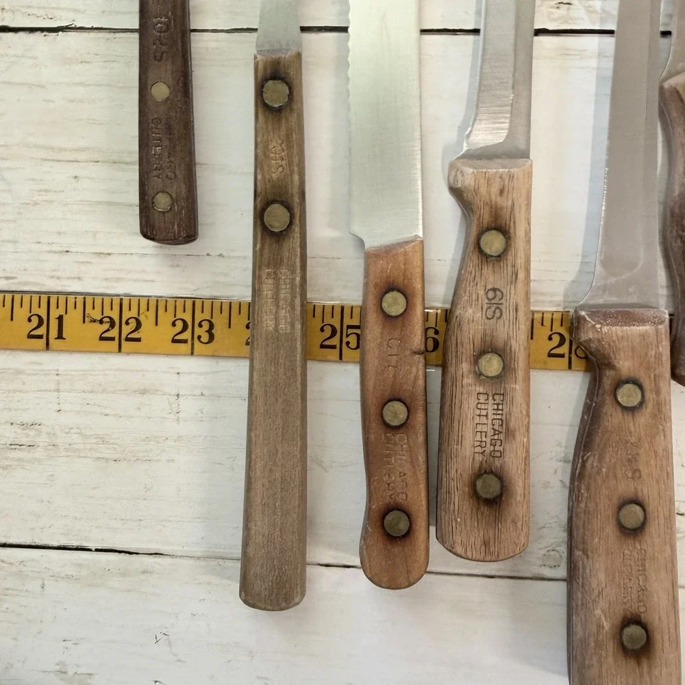 Vintage Chicago Cutlery Kitchen Knife Set of 12 Knives Block W/ Extra
